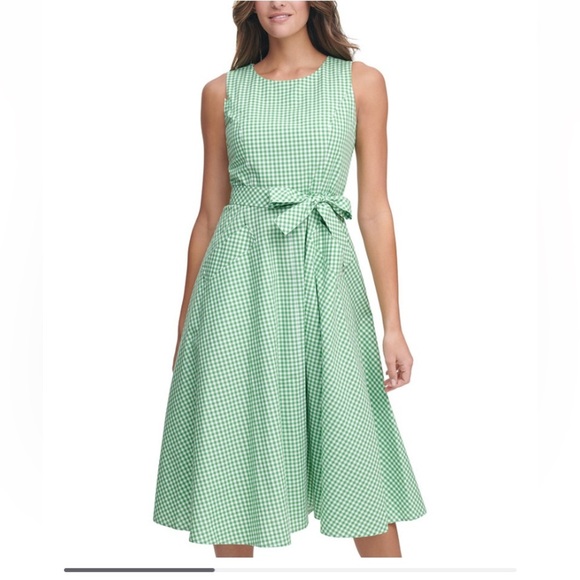 TOMMY Hilfiger Cotton Gingham fit & flare dress size 4 - Picture 3 of 12